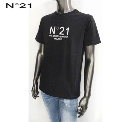 ヌメロヴェントゥーノ N°21 メンズ Tシャツ 半袖 トップス 3color ロゴ フロントN°21MILANOロゴプリント入りクルーネックTシャツ  ホワイト/グレー/ブラック