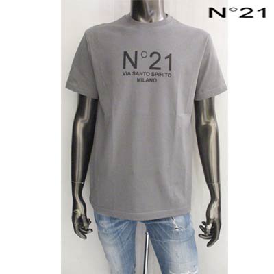 ヌメロヴェントゥーノ N°21 メンズ Tシャツ 半袖 トップス 3color ロゴ フロントN°21MILANOロゴプリント入りクルーネックTシャツ  ホワイト/グレー/ブラック