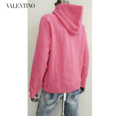 ヴァレンティノ VALENTINO メンズ トップス パーカー フーディ ロゴ 2color フロントVALENTINOエンボス加工ロゴ付き 裏起毛プルオーバーパーカー ピンク/ブラック バレンティノ バレンチノ