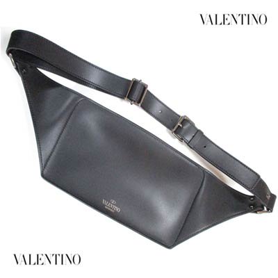 ヴァレンティノ VALENTINO メンズ 鞄 バッグ ロゴ ベルトバッグ ユニセックス可 フロントネオンカラーVLTNロゴ・バックV/ VALENTINO GARAVANIロゴ・スタッズ装飾付きボディバッグ 黒 バレンティノ バレンチノ