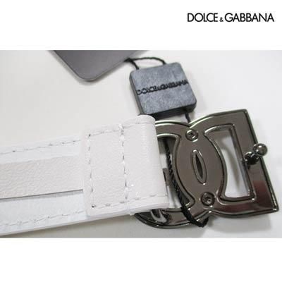 Dolce & Gabbana ホワイトレザーベルト ストーン付き ドルチェ＆ガッバーナ DOLCE&GABBANA メンズ 小物 ベルト グッズ