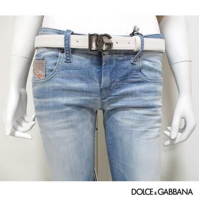 D&G/ドルチェ&ガッバーナ/ベルト/バックル付き/ホワイト×シルバー ドルチェ＆ガッバーナ DOLCE&GABBANA メンズ 小物 ベルト グッズ