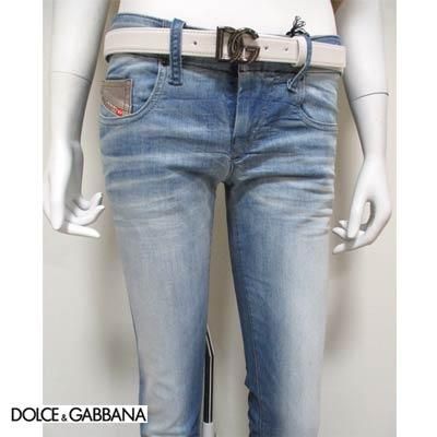 正規限定 ドルチェ＆ガッバーナ DGロゴ ゴシックスタッズバックルベルト白 青石 DOLCE&GABBANA ドルチェアンドガッバーナ DCロゴ スタッズ