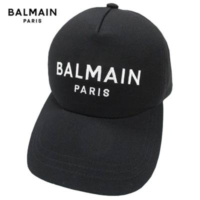 バルマン(BALMAIN) メンズ 帽子 キャップ ロゴ ユニセックス可 サイズ調節可 BALMAIN PARIS刺繍ロゴ入浅め キャップ