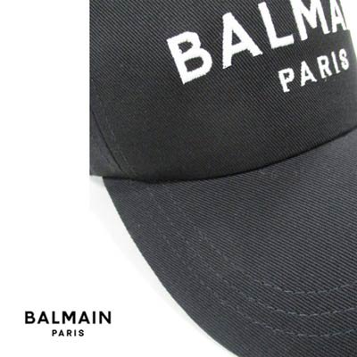 バルマン(BALMAIN) メンズ 帽子 キャップ ロゴ ユニセックス可 サイズ調節可 BALMAIN PARIS刺繍ロゴ入浅め キャップ