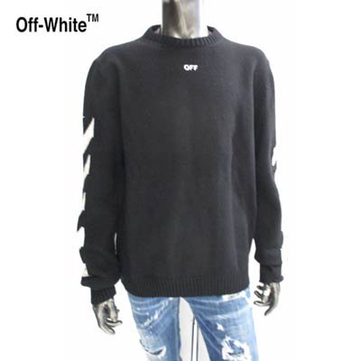 オフホワイト OFF-WHITE メンズ トップス ニット セーター ロゴ 2color コットン混Diagニットダメージ加工ニットセーター