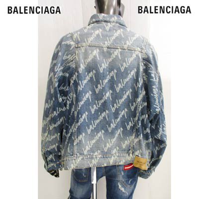 バレンシアガ BALENCIAGA レディース アウター ジャケット デニム ロゴ ユニセックス可総柄Alloverプリントロゴデニムジャケット