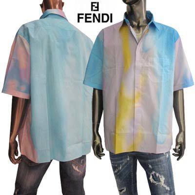 フェンディ FENDI メンズ トップス シャツ カジュアルシャツ半袖ロゴ