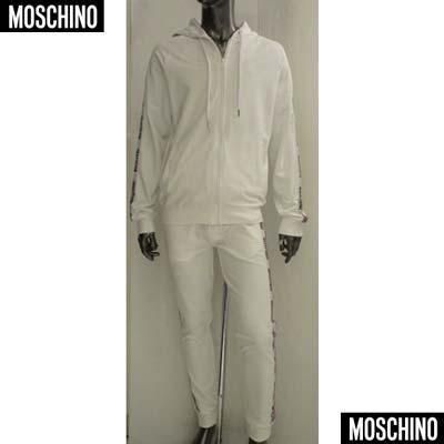 Moschino ホワイトジャージ上下セット モスキーノ MOSCHINO メンズ セットアップ上下組 パーカーパンツ
