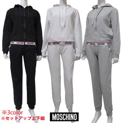 モスキーノ MOSCHINO レディース セットアップ 上下組 パーカー パンツ MOSCHINOロゴ入りセットアップジャージ