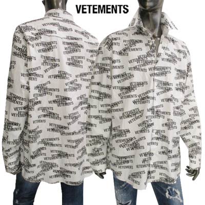 ヴェトモン VETEMENTS メンズ トップス シャツ カジュアルシャツ 長袖 ロゴ モノグラムプリントシャツ