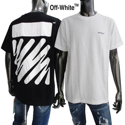 オフホワイト OFF-WHITE メンズ トップス Tシャツ半袖 ロゴ 2color WAVE DIAG SLIM バックプリント Tシャツ