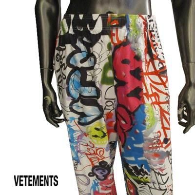 Vetements ヴェトモン ワイドパンツ VETEMENTS ヴェトモン 19SS ロゴプリント バギー スウェットパンツ