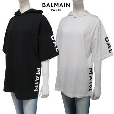 バルマン BALMAIN レディース メンズ 大人着用可(16Y:メンズS相当)トップスTシャツ パーカー半袖 Tシャツ ロゴ 2color