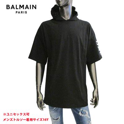 バルマン BALMAIN レディース メンズ 大人着用可(16Y:メンズS相当)トップスTシャツ パーカー半袖 Tシャツ ロゴ 2color