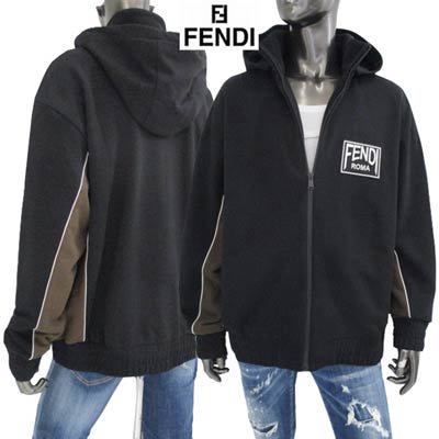 フェンディ FENDI メンズ トップス アウター ジャケットロゴ ジップロゴ刻印・FENDI刺繍ロゴ・バイカラージップアップジャージ
