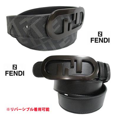 最新 ベルト フェンディ ロゴバックル メンズ レザー ブラック FF 