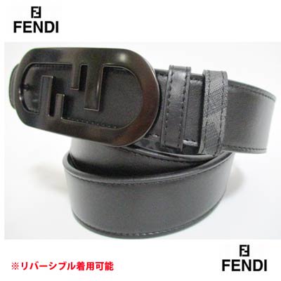 フェンディ FENDI メンズ ベルト 小物 ロゴ リバーシブル着用可 ユニセックス可 バックルFFモチーフ・裏FFズッカ柄レザーベルト