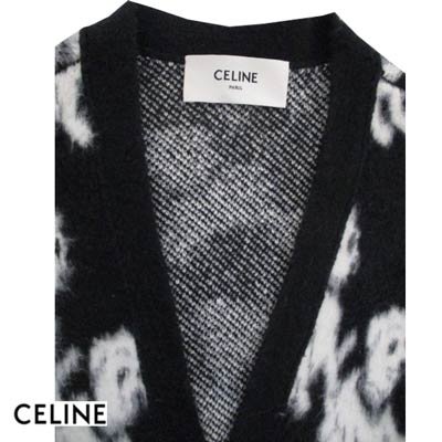 セリーヌ CELINE メンズ トップス カーディガン ロゴ エイミードリアンコラボ 総柄ドッグ柄ジャガードVネックカーディガン