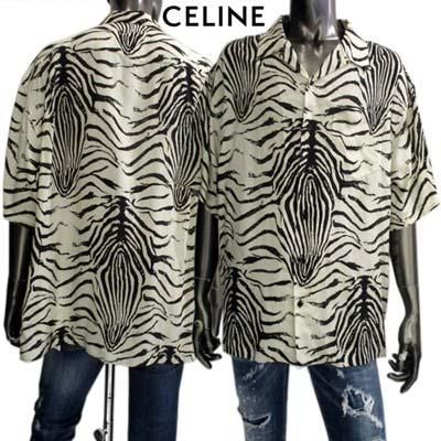 CELINE セリーヌ ゼブラ柄 半袖シャツ セリーヌ CELINE メンズ トップス シャツ カジュアル 半袖 ロゴ