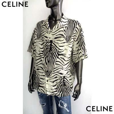 CELINE セリーヌ ゼブラ柄 半袖シャツ 大人気 CELINE ゼブラ柄 オープンカラーシャツ レーヨン アロハ