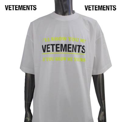 ヴェトモン VETEMENTS メンズ トップス Tシャツ 半袖 ユニセックス可 フロントロゴ/バックネック部分刺繍ロゴ付きTシャツ