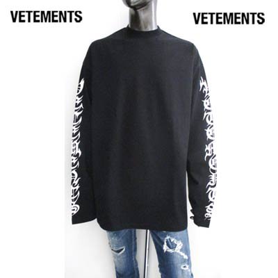 ヴェトモン VETEMENTS メンズ トップス Tシャツ ロンT 長袖 ロゴ スリーブ部分ロゴプリント バック刺繍ロゴ ロングTシャツ