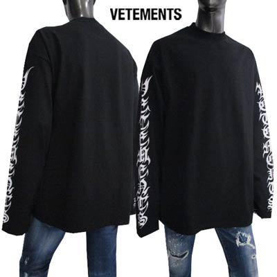 ȥ VETEMENTS  ȥåץ T T Ĺµ  ꡼ʬץ Хåɽ T UA53LS100B 1604 BLACK<img class='new_mark_img2' src='https://img.shop-pro.jp/img/new/icons2.gif' style='border:none;display:inline;margin:0px;padding:0px;width:auto;' />