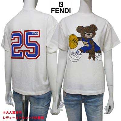 フェンディFENDIキッズ 子供服 トップス Tシャツ 半袖 ※大人(レディース)着用可 ロゴ FF柄バスケットベアープリントTシャツ