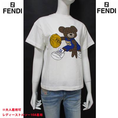 フェンディFENDIキッズ 子供服 トップス Tシャツ 半袖 ※大人(レディース)着用可 ロゴ FF柄バスケットベアープリントTシャツ