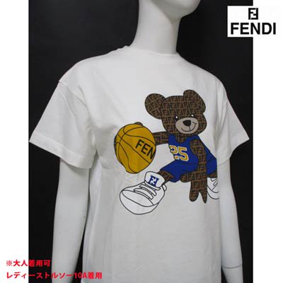 フェンディFENDIキッズ 子供服 トップス Tシャツ 半袖 ※大人(レディース)着用可 ロゴ FF柄バスケットベアープリントTシャツ