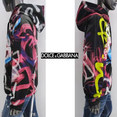 ドルチェ＆ガッバーナ DOLCE&GABBANA メンズ トップス パーカー フーディ スプレーグラフィティアートDGロゴ オーバーパーカー