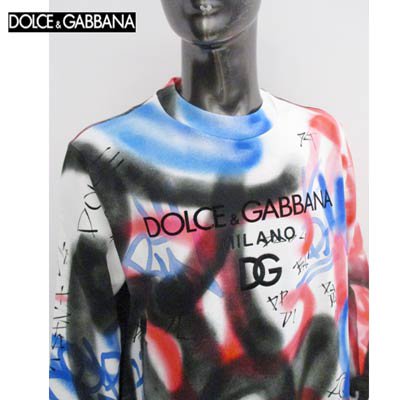 ドルチェ＆ガッバーナ DOLCE&GABBANA メンズ トップススウェット トレーナーロゴグラフィティアートスプレーロゴ /DG刺繍ロゴ