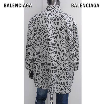 バレンシアガ BALENCIAGA メンズ トップス シャツ 長袖 ロゴ ユニセックス可 総柄BALENCIAGAロゴ入りカジュアルシャツ