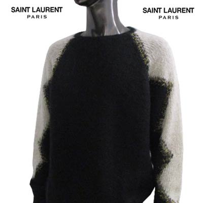 サンローランパリ SAINT LAURENT PARIS メンズ トップス ニット セーター ロゴ モヘアウール混・アール部分切り返しニット