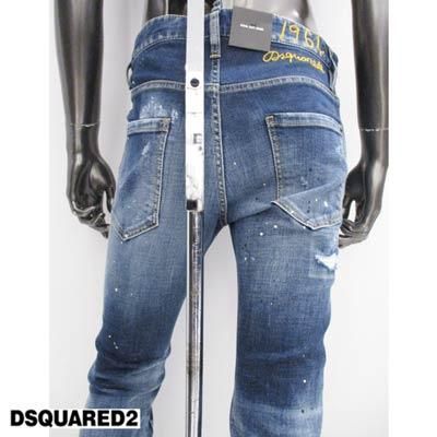 DSQUARED2 ディースクエアード ダメージペンキ加工デニムパンツ ジーンズ DSQUARED2 ペイント ダメージ加工 スキニー デニムパンツ