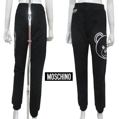 モスキーノ MOSCHINO レディース ボトムス スウェットパンツ ベアーロゴ・MOSCHINOロゴ入りスウェットパンツ ブラック