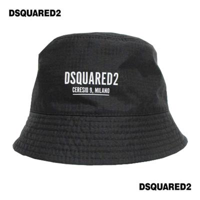 ディースクエアード DSQUARED2 メンズ 帽子 バケットハット ロゴフロントDSQUARED2ロゴ入りリサイクルナイロンバケットハット