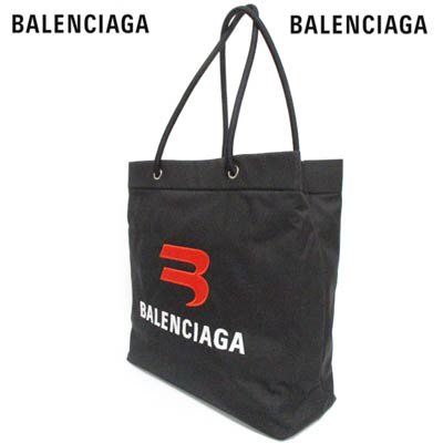 バレンシアガBALENCIAGAレディース 鞄 トートバッグ ロゴ ユニセックス可 BALENCIAGA刺繍ロゴ入りトートバッグ ブラック