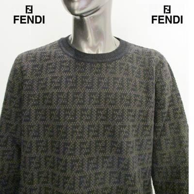 美品✨ フェンディ ズッカ ニット ファブリック メンズ 26cm相当 美品】 FENDI フェンディ ニット ファブリック ズッカ メンズ