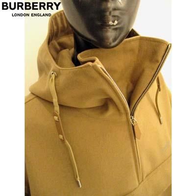 バーバリー BURBERRY メンズ アウター ジャケット ロゴ チェスト部分シルバーロゴ ハーフジップジャケット カシミヤ混 キャメル