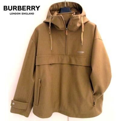 バーバリー BURBERRY メンズ アウター ジャケット ロゴ チェスト部分シルバーロゴ ハーフジップジャケット カシミヤ混 キャメル