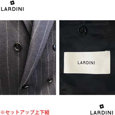 ラルディーニ LARDINI メンズ スーツ ジャケット パンツ セットアップ 上下組 ストライプ柄・ブートニエール付きダブルブレストカシミヤ混ウールジャケット  ネイビー IT454AE ITSK61434 850GR 秋冬新作