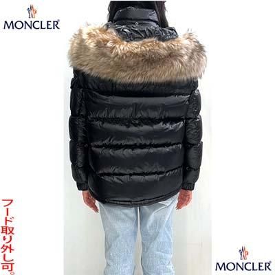 モンクレール MONCLER レディース アウター ダウンジャケット MAIREFUR アームポケット部分ロゴワッペン・コミックラベル・ファー 付フード取り外し可能ショートダウンジャケット ブラック