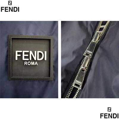 フェンディ FENDI メンズ アウター ジャケット ウィンドブレーカー リバーシブル着用可 片面シャドー柄ビックFFロゴ・片面ロゴパッチ/フード全体 FFズッカ柄入りジャケット ネイビー