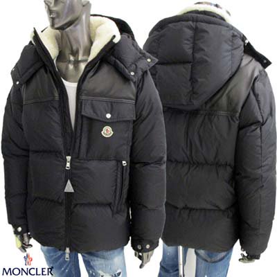 モンクレール MONCLER メンズ アウター ダウンジャケット BRAYE ブレイ  チェストポケット部分ロゴワッペン・襟毛皮部分ラム素材・ヨーク(肩)部分羊革・フード取り外し可ダウンジャケット ブラック