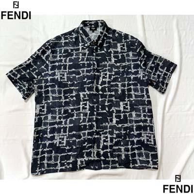 ⭐️Fendi 半袖シャツ ホワイト/ネイビー　ロゴ Amazon | [フェンディ] Tシャツ カットソー クルーネック 半袖