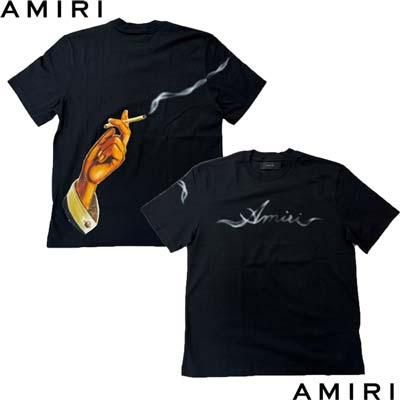 アミリ AMIRI メンズ Tシャツ 半袖 ロゴT バックタバコを持つ手