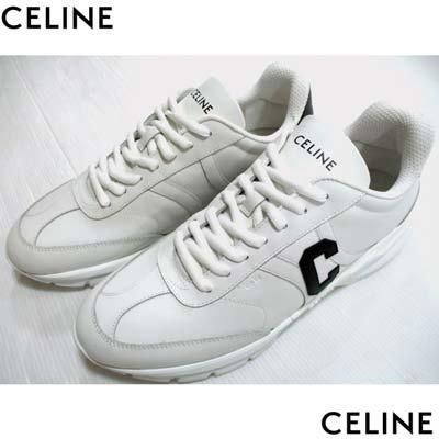 CELINE セリーヌ ブロック ロゴ スニーカー ホワイト レザー