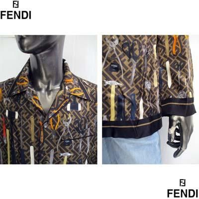 美品✨フェンディ キッズ ズッカ柄 長袖シャツ ストライプ 12A 152cm フェンディ FENDI シャツ 長袖 メンズ カジュアル トップス 全体